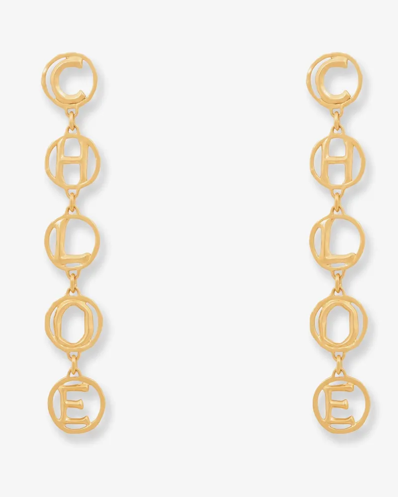 Chloé Brass Script Earrings -  - gender_Woman Gold
