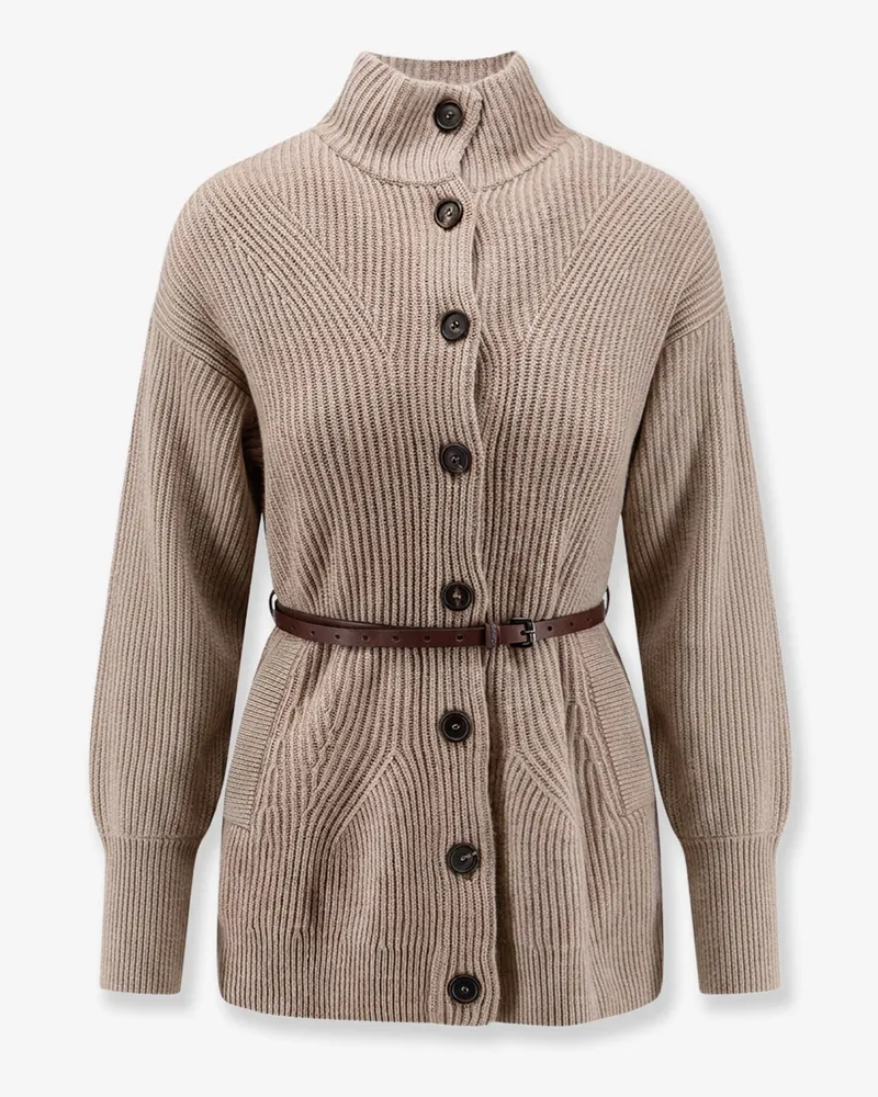 Brunello Cucinelli Wool, cashmere, and silk blend cardigan -  - gender_Woman Beige