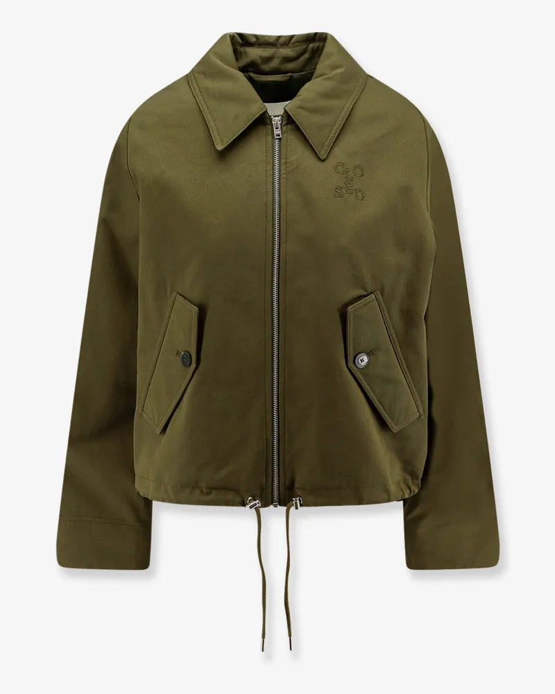 Closed Cotton jacket with Logo embroidery -  - gender_Woman Green