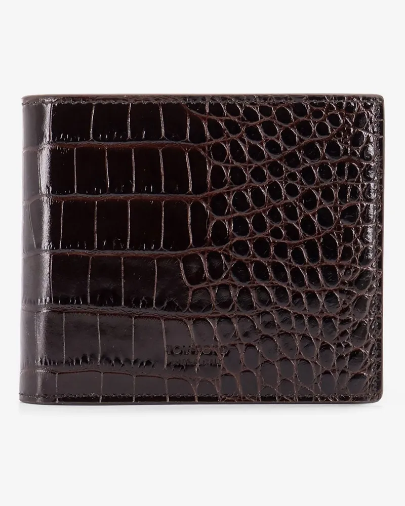 Tom Ford Crocodile-print leather wallet -  - gender_Man Brown