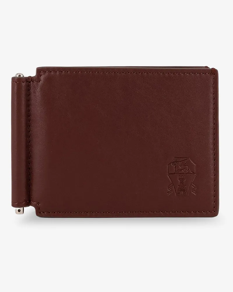 Brunello Cucinelli Leather wallet with engraved logo -  - gender_Man Brown