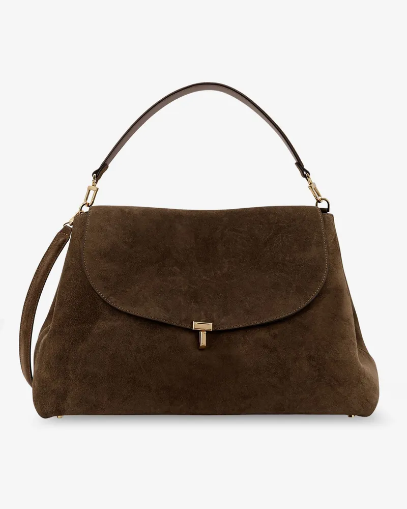 Totême T-Lock suede shoulder bag -  - gender_Woman Green