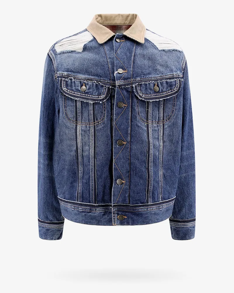 Maison Margiela Denim jacket with destroyed effect -  - gender_Man Blue