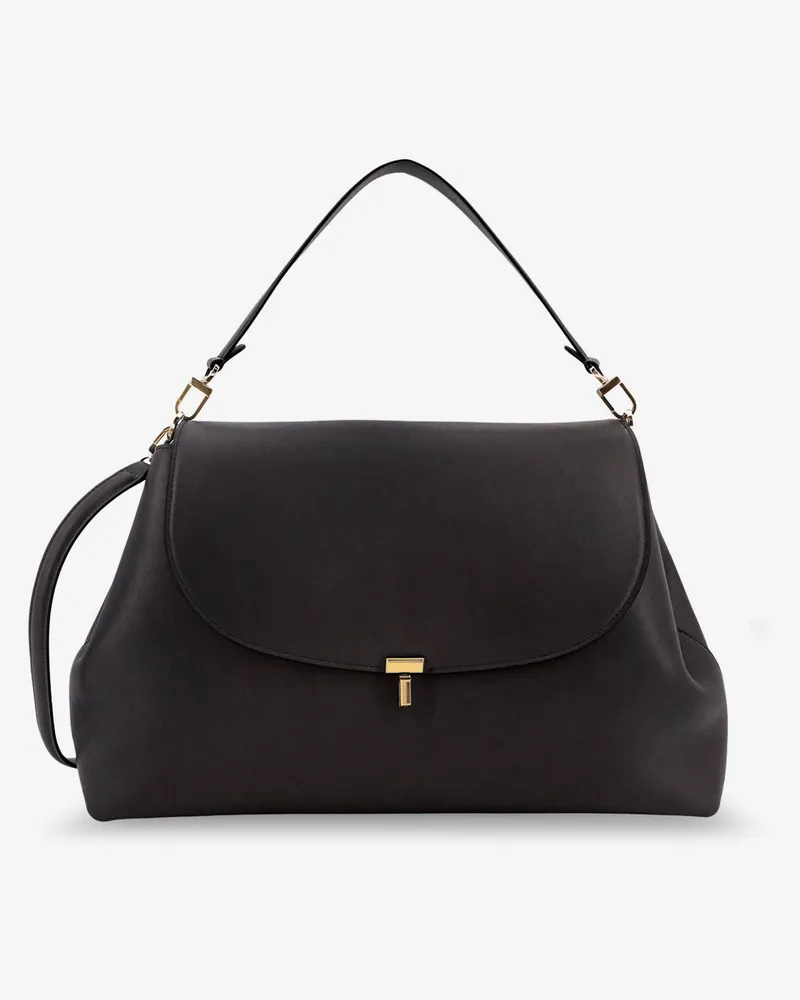 Totême T-Lock leather shoulder bag -  - gender_Woman Black