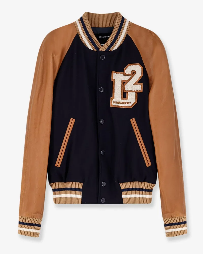 Dsquared2 D2 Varsity wool and leather bomber -  - gender_Man Blue