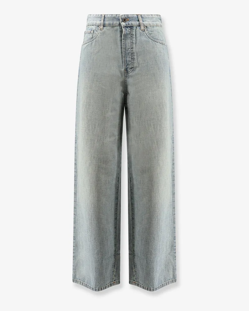 Miu Miu Cotton Jeans with Logo Lettering embroidery -  - gender_Woman Blu