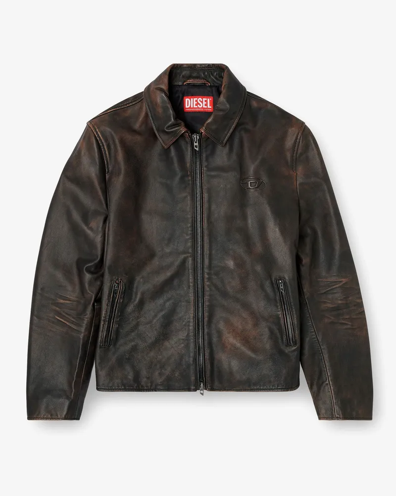 Diesel L-Amar-Wrd leather jacket -  - gender_Man Brown