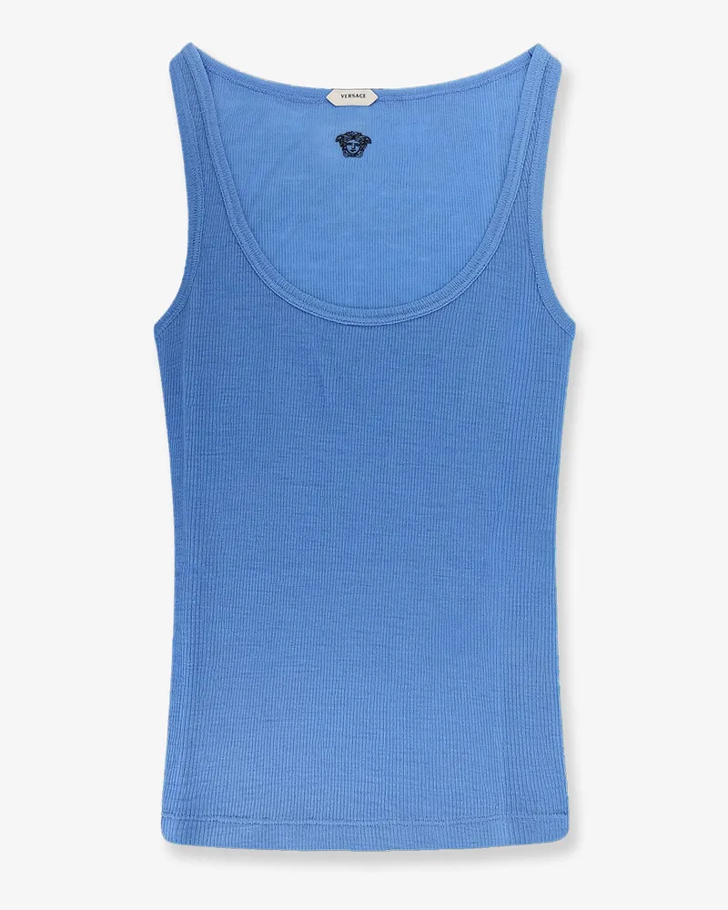 Versace Wool tank top with back logo -  - gender_Woman Blue