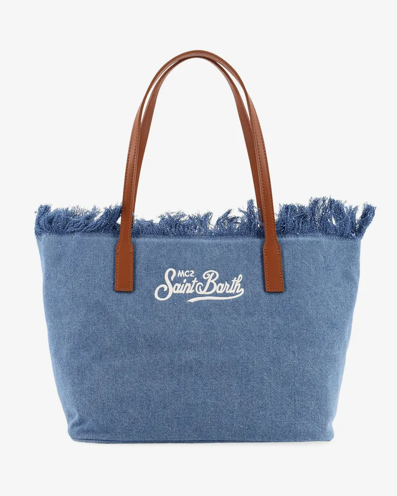 MC2 Saint Barth City bag denim shoulder bag with front embroidered logo -  - gender_Woman Blue
