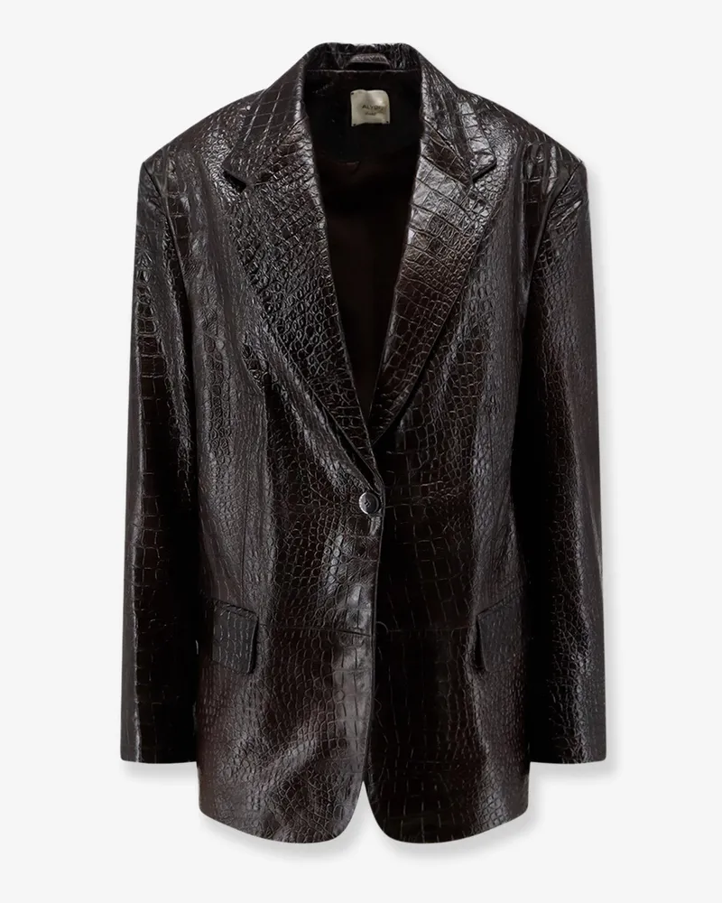 ALYSI Leather jacket with Croco print -  - gender_Woman Brown