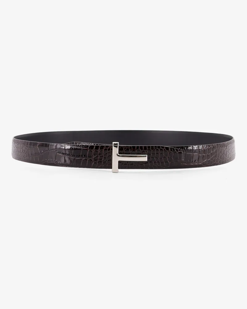 Tom Ford Reversible leather belt with crocodile-print -  - gender_Man Brown