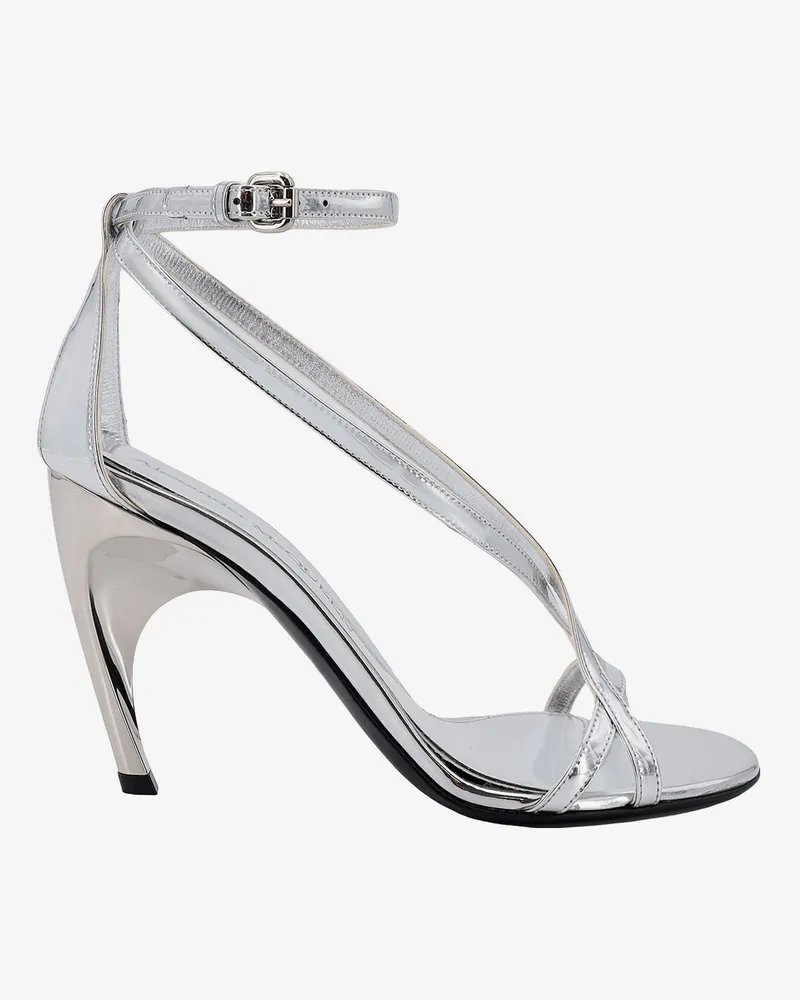 Alexander McQueen Mirrored leather sandals -  - gender_Woman Silver