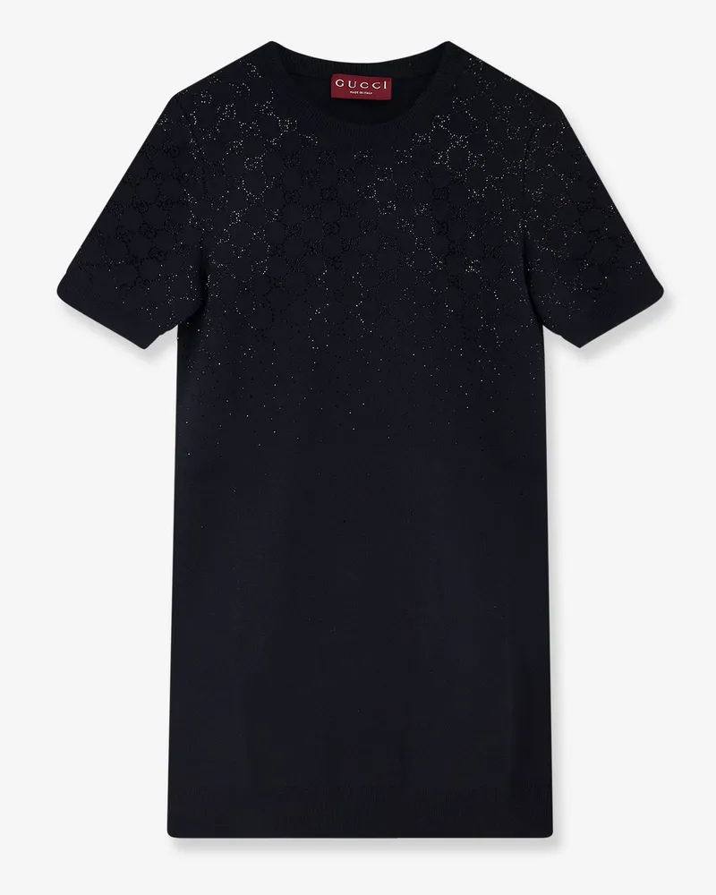 Gucci Short wool dress with GG crystals -  - gender_Woman Black