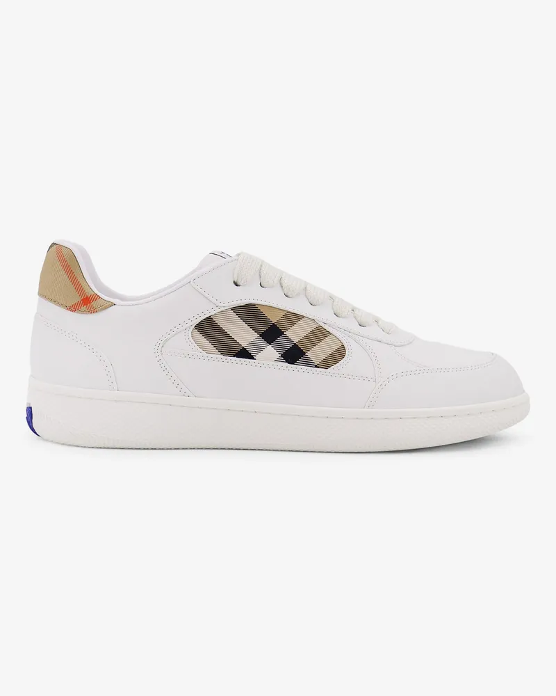Burberry Low-top leather sneakers with Check inserts -  - gender_Man White