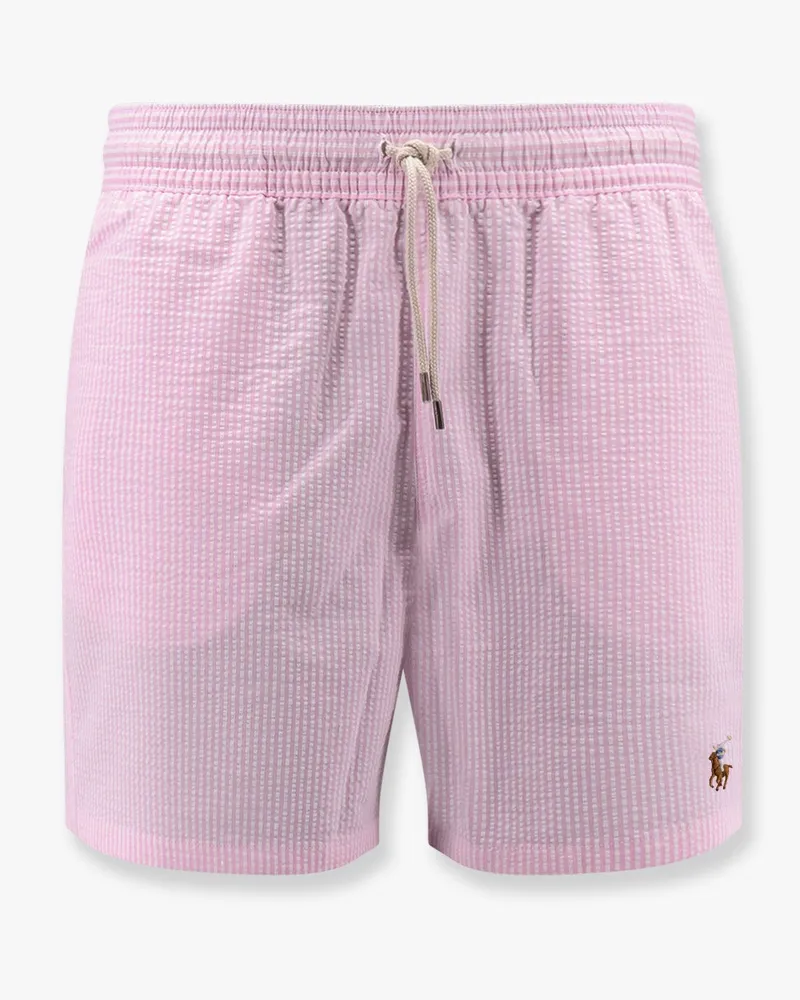 Ralph Lauren Cotton blend striped swim trunk with logo embroidery -  - gender_Man Pink