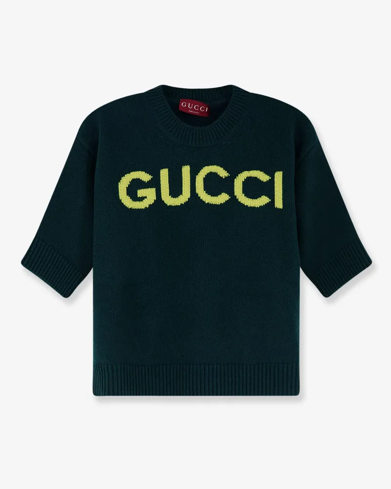 Gucci Wool sweater with frontal logo embroidery -  - gender_Woman Green