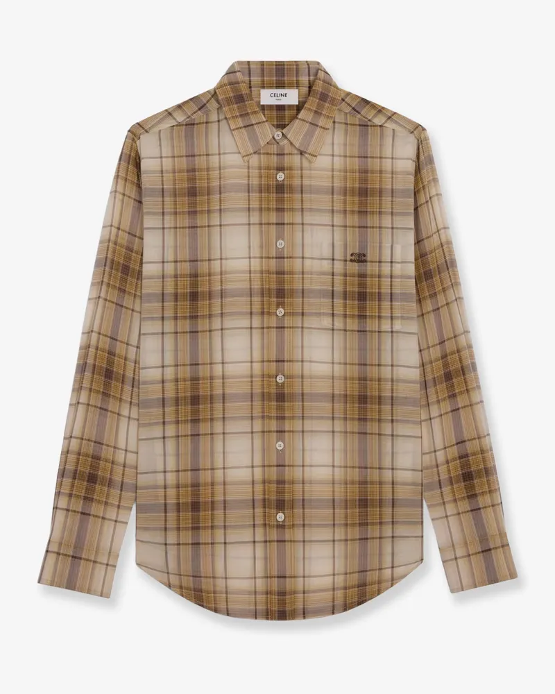 Celine Checked cotton shirt -  - gender_Man Beige