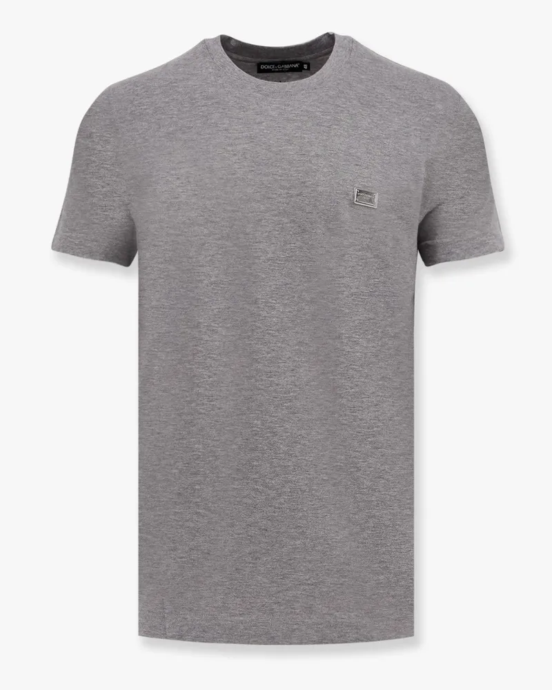 Dolce & Gabbana Cotton t-shirt with metal logo detail -  - gender_Man Grey