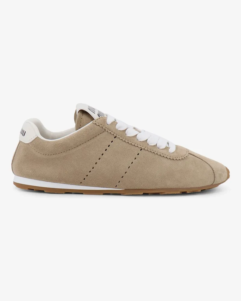 Miu Miu Suede Plume Sneakers -  - gender_Woman Beige