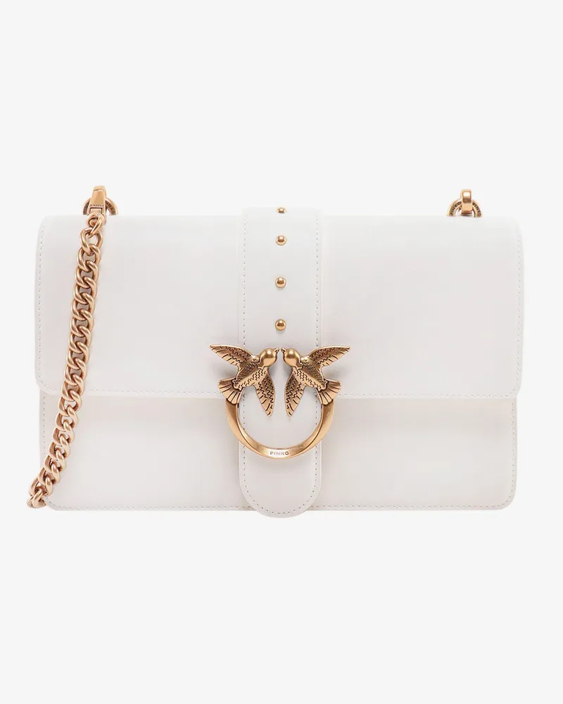Pinko Leather shoulder bag with love birds buckle -  - gender_Woman White