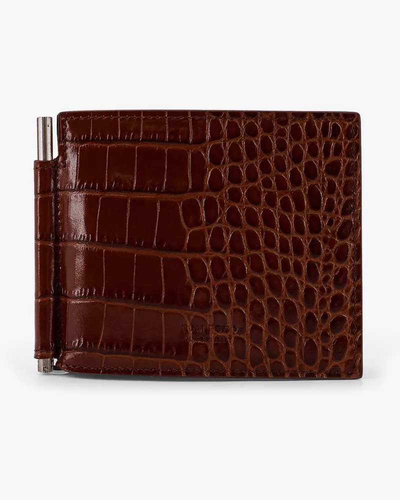 Tom Ford Leather wallet with croco print -  - gender_Man Brown