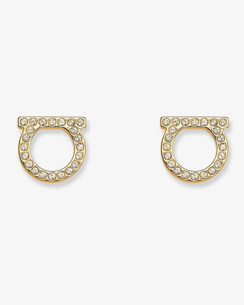 Ferragamo Gancini Crystals Brass Earrings -  - gender_Woman Gold