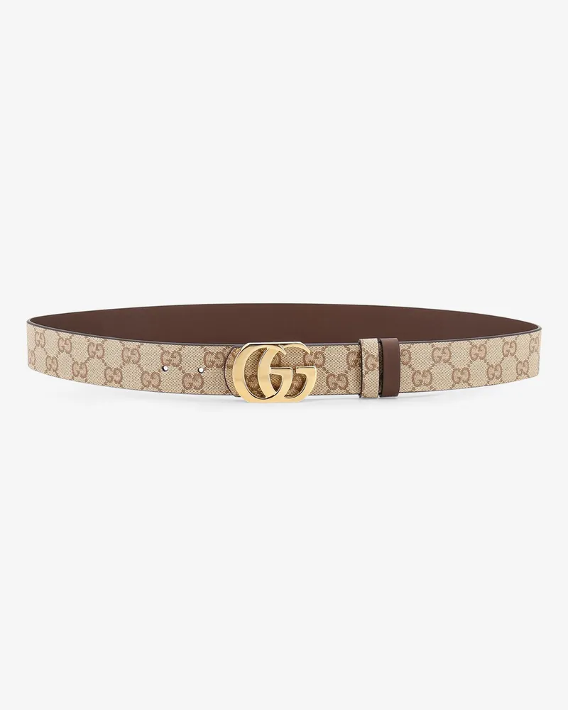 Gucci GG Marmont GG fabric reversible belt -  - gender_Man Beige
