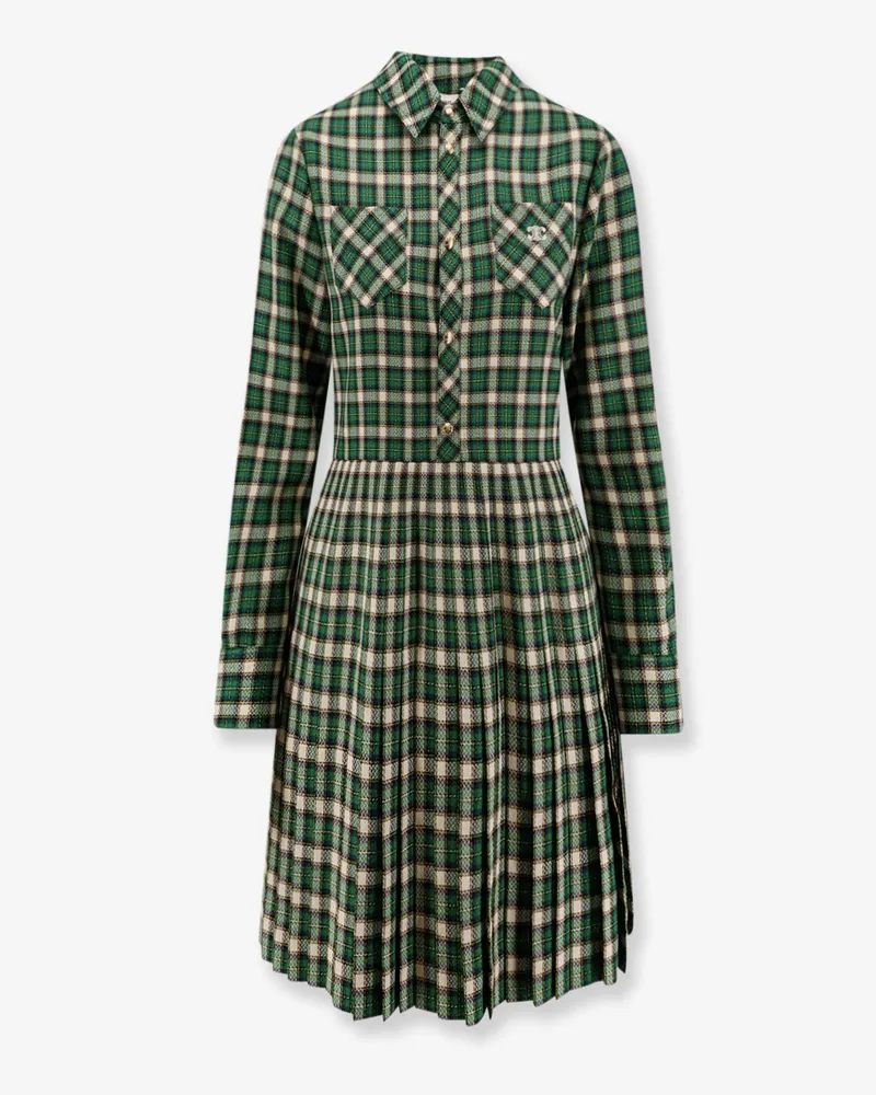 Celine Tartan wool mini dress -  - gender_Woman Green