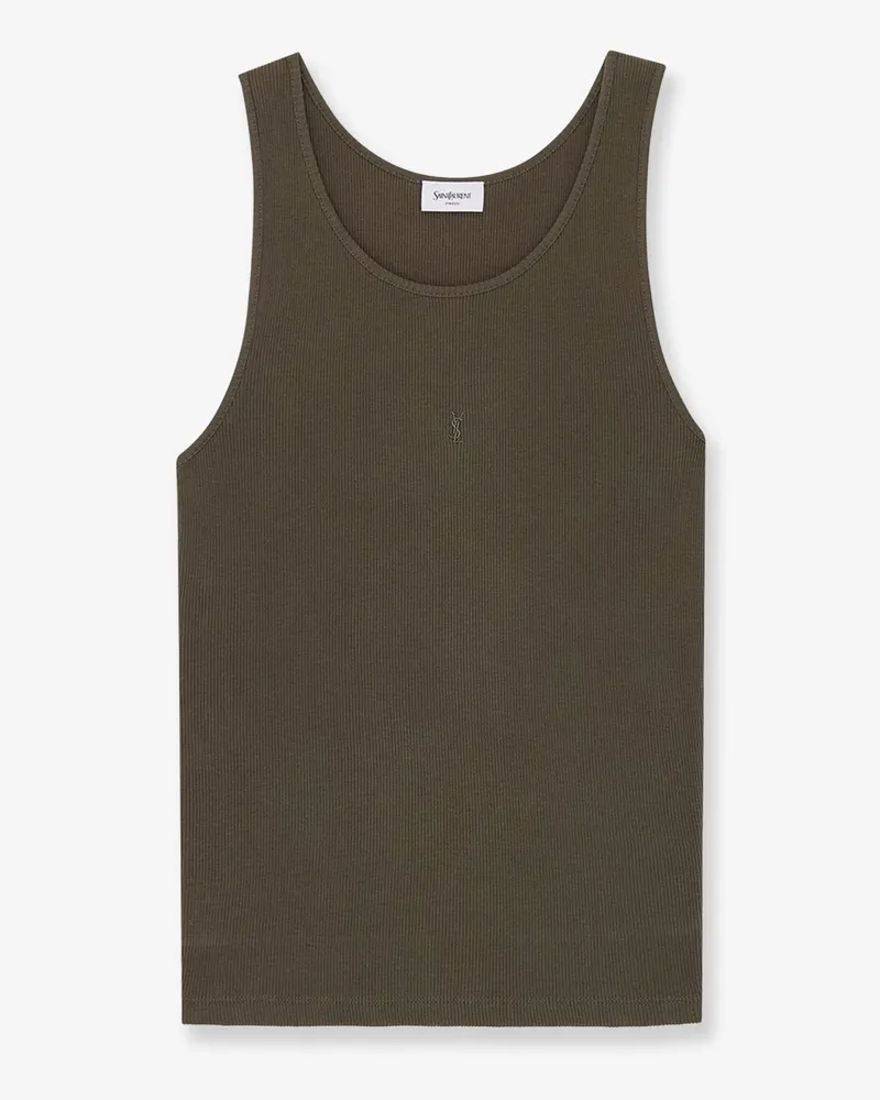 Saint Laurent Ribbed cotton top -  - gender_Woman Green