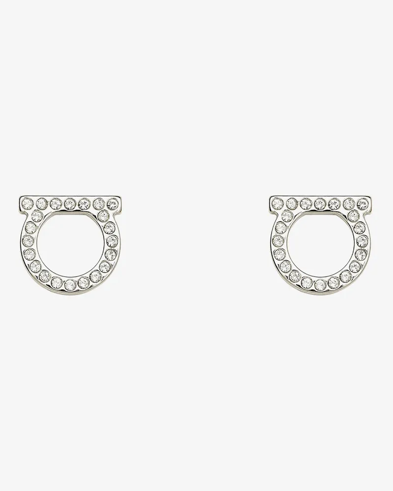 Ferragamo Gancini Crystals Brass Earrings -  - gender_Woman Silver