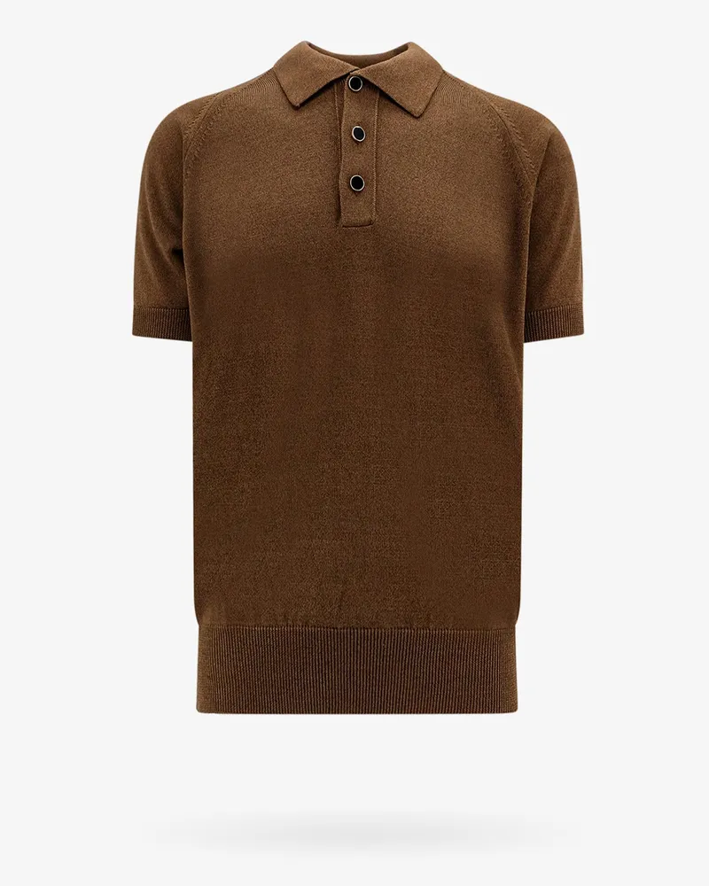 LARDINI Cotton and viscose polo shirt -  - gender_Man Brown