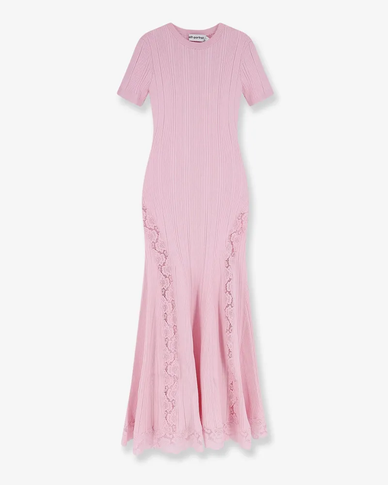 Self-Portrait Knit Lace Insert midi dress -  - gender_Woman Pink