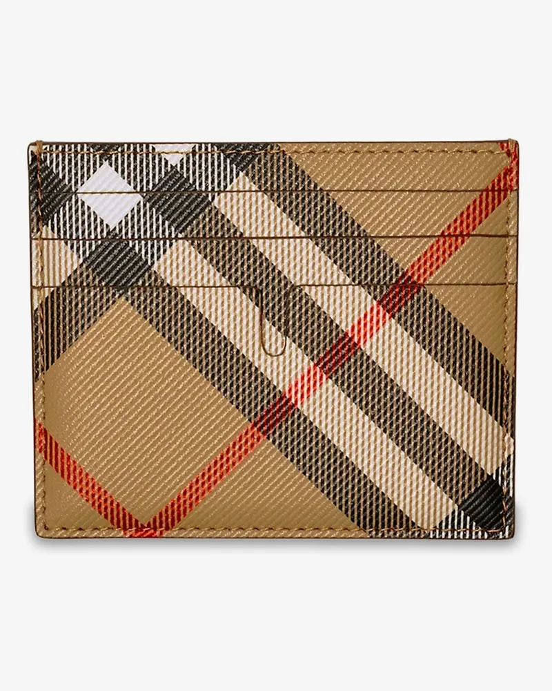 Burberry Sandon coated canvas card holder with check pattern -  - gender_Man Beige