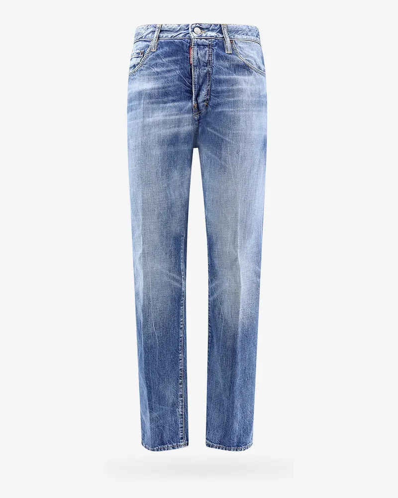 Dsquared2 Cotton jeans with suede logo patch -  - gender_Man Blue