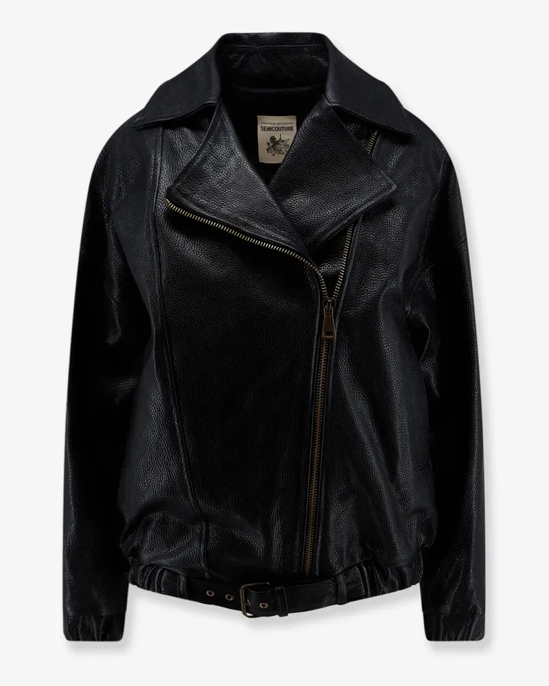 Semicouture Oversize textured leather jacket -  - gender_Woman Black