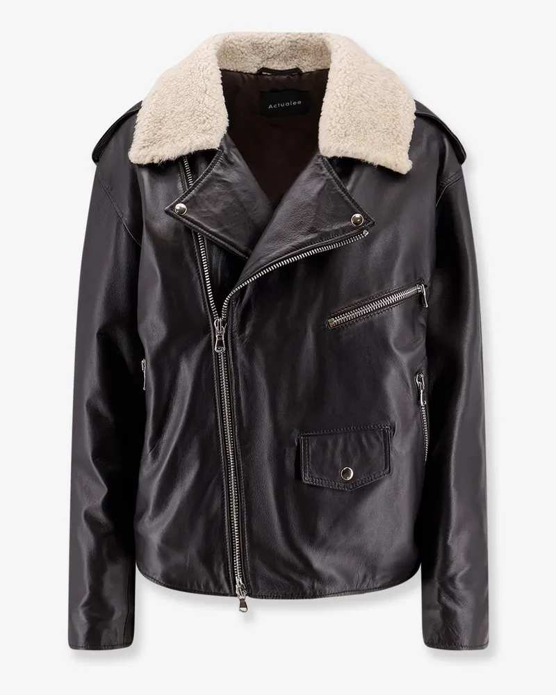 ACTUALEE Leather jacket -  - gender_Woman Brown