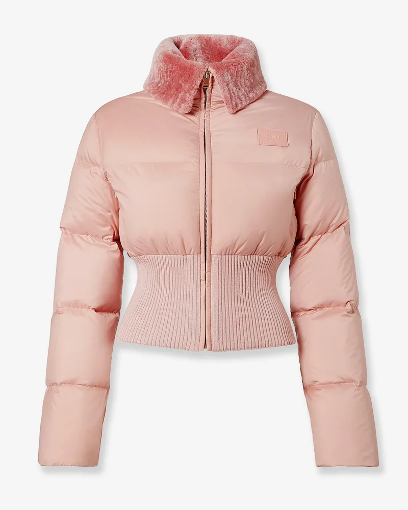 Fendi Technical fabric and shearling down jacket -  - gender_Woman Pink