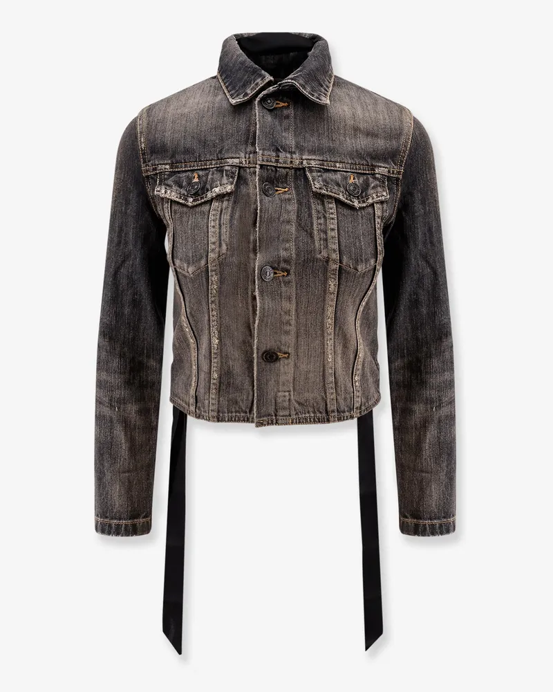 Balenciaga Denim jacket with satin laces -  - gender_Woman Blue