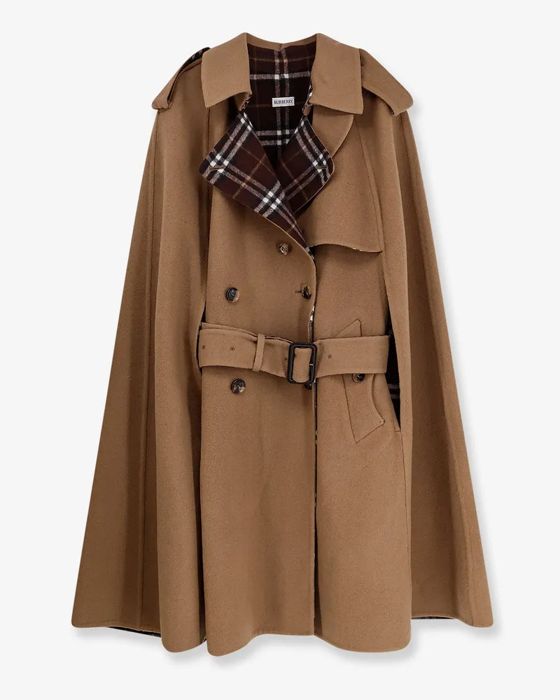 Burberry Belmont virgin wool cape -  - gender_Woman Brown
