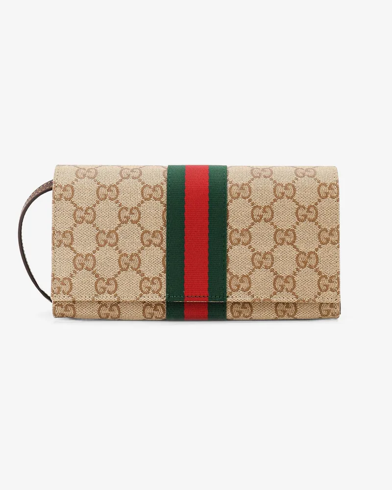 Gucci GG fabric shoulder bag with Nastro Web detail -  - gender_Woman Beige