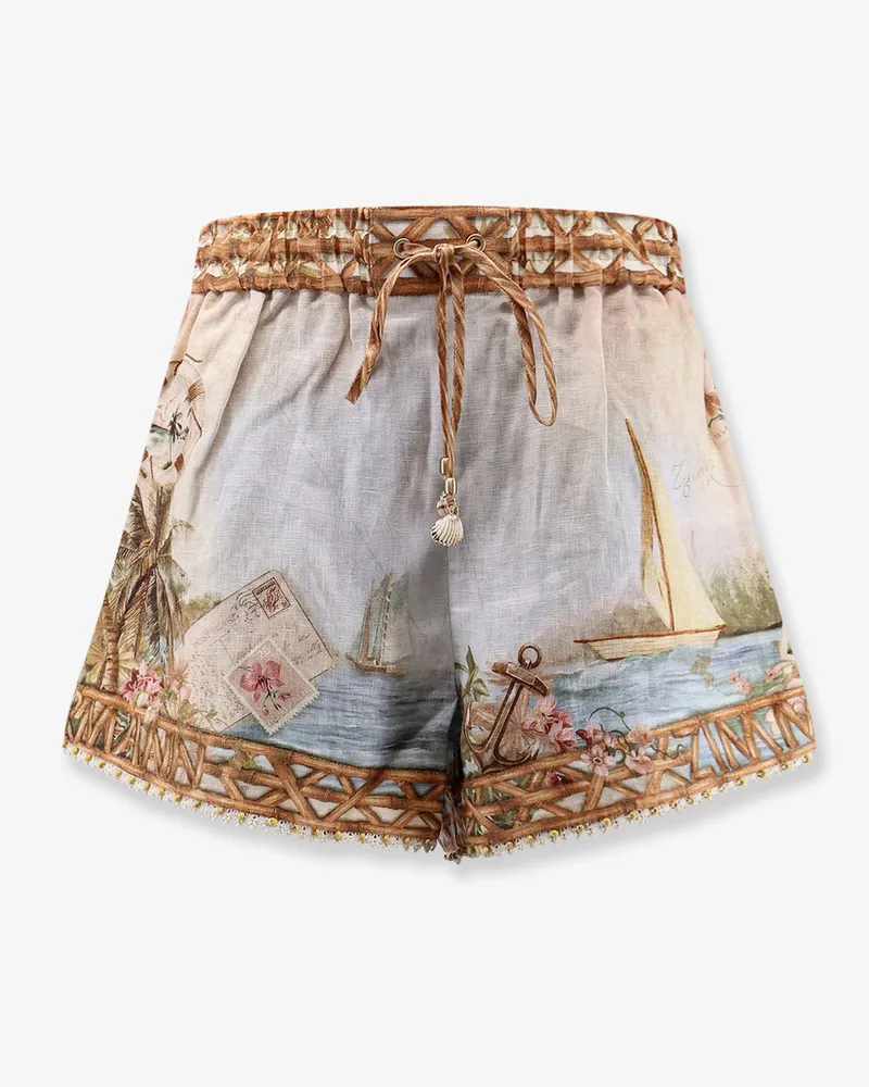 Zimmermann Mahon multicolor linen shorts -  - gender_Woman Beige