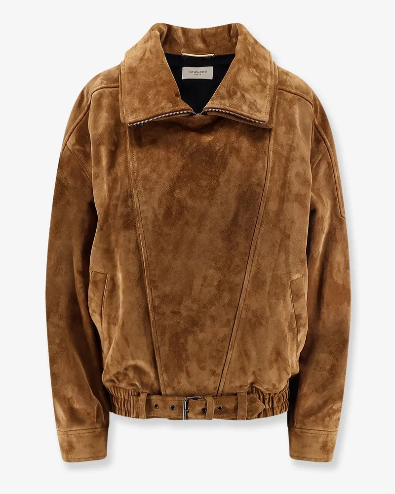 Saint Laurent Oversized vintage split-leather jacket -  - gender_Woman Brown