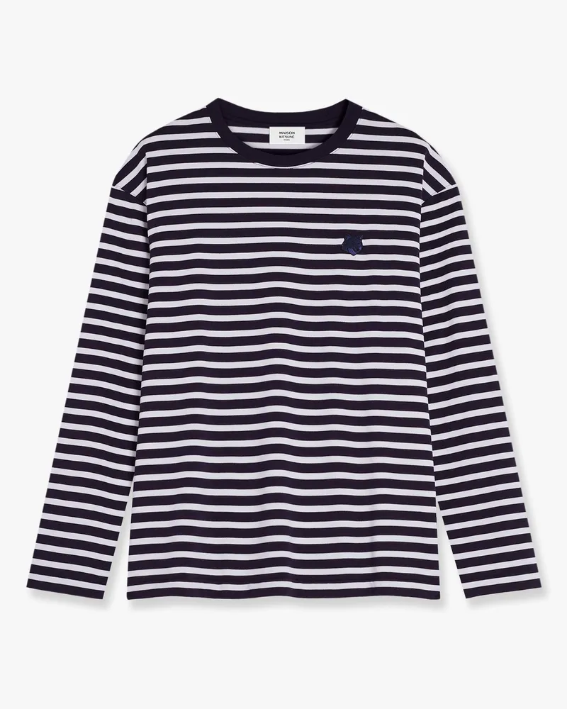 Kitsuné Striped cotton sweater with iconic logo patch -  - gender_Man 