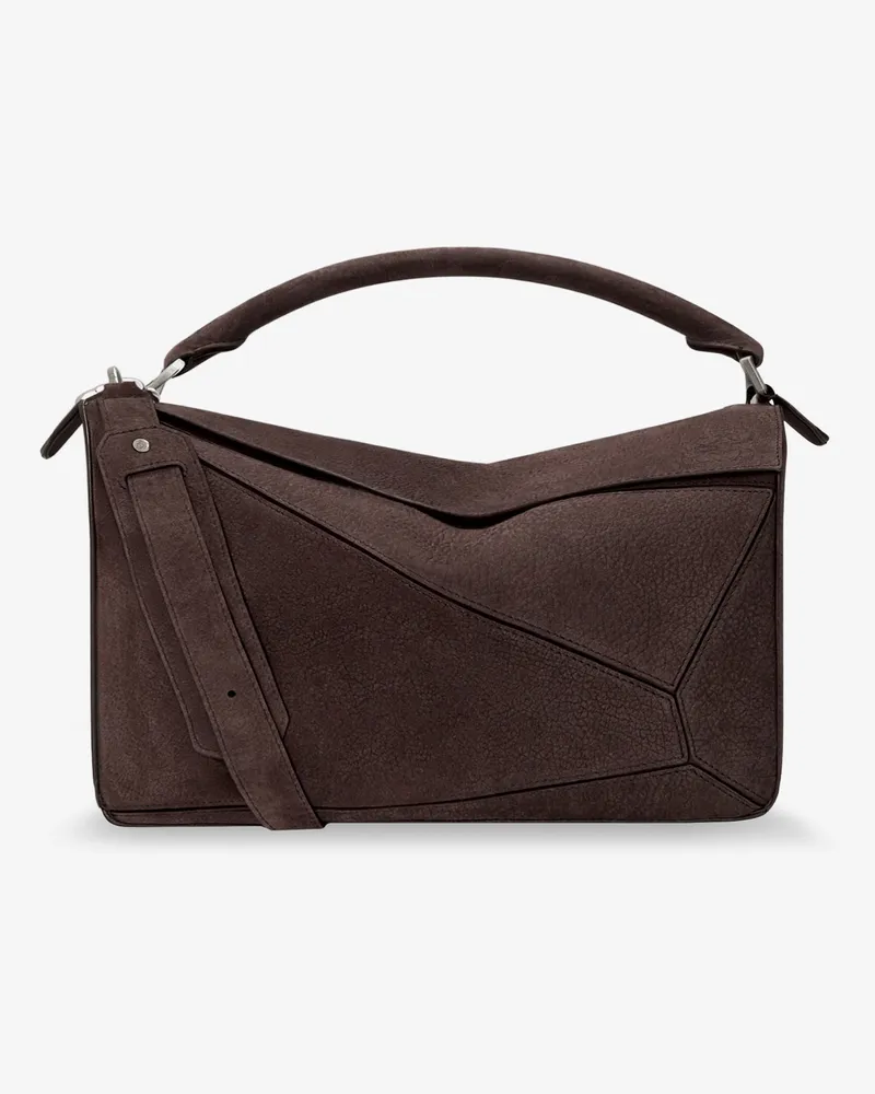 Loewe Puzzle Large nubuck bag -  - gender_Man Brown