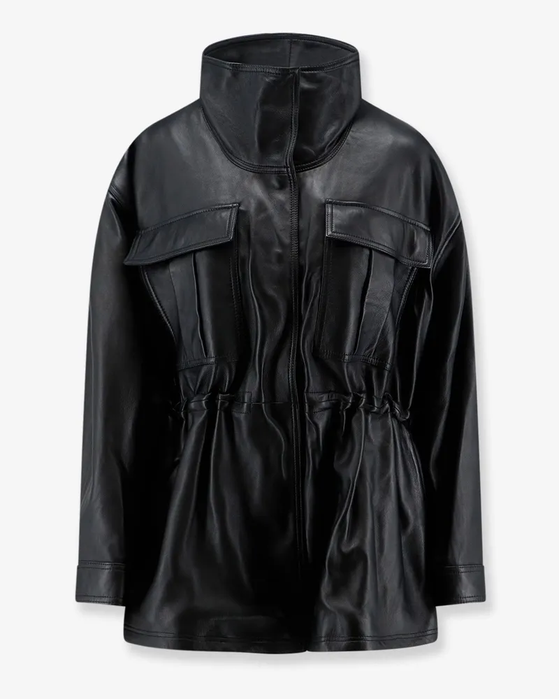 Róhe Leather jacket with adjustable drawstring waist -  - gender_Woman Black