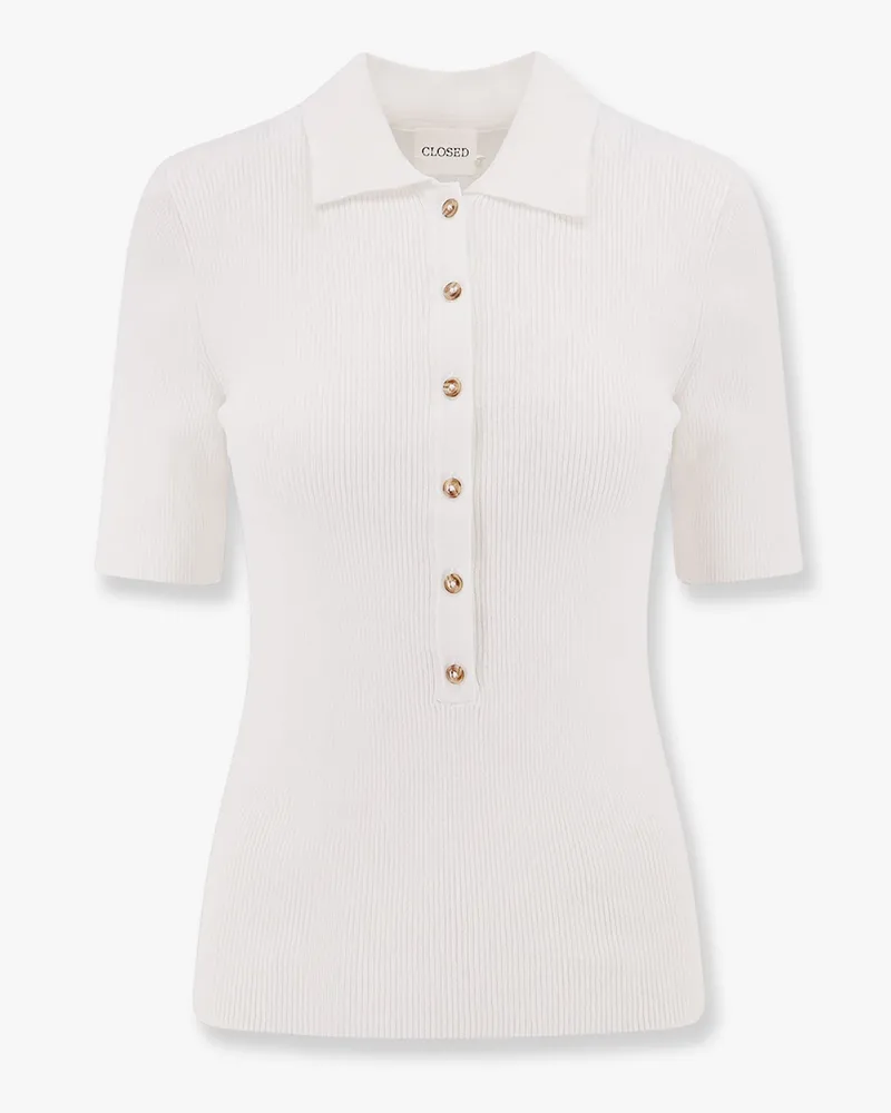 Closed Ribbed cotton and cachemire polo shirt -  - gender_Woman White