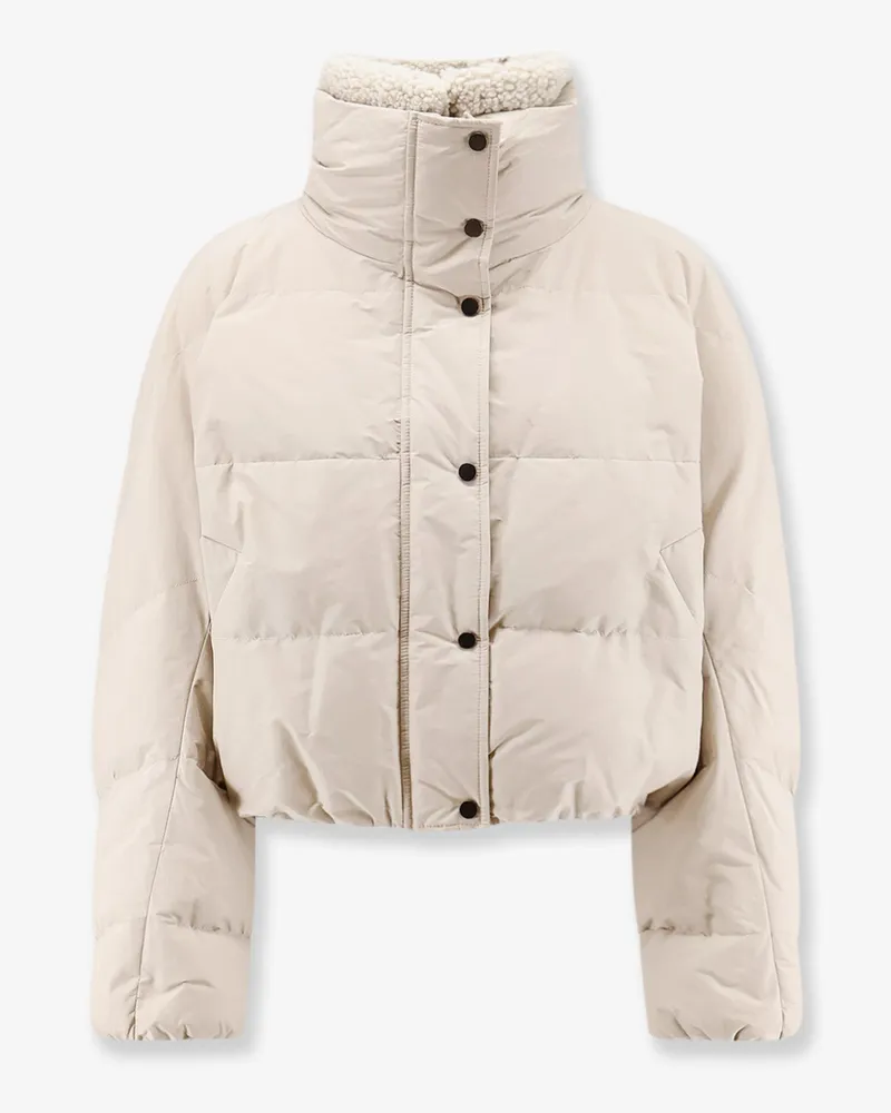 Brunello Cucinelli Down jacket with shearling collar -  - gender_Woman Beige