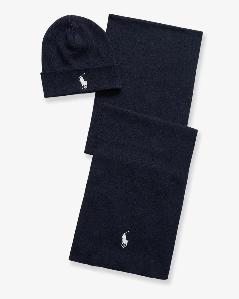 Ralph Lauren Cotton hat and scarf set -  - gender_Man Blue