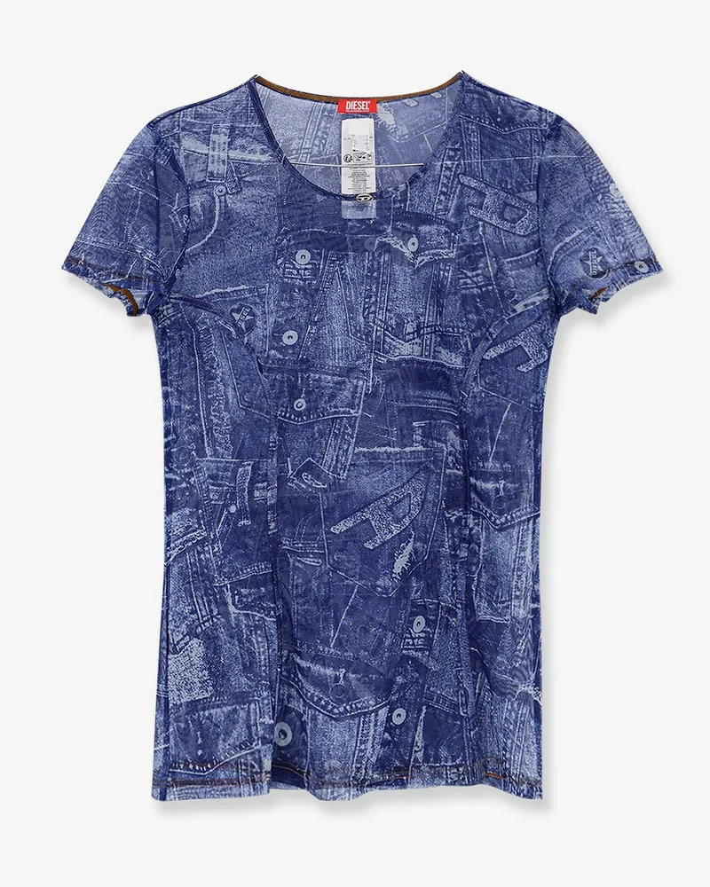 Diesel Kasia t-shirt with denim print -  - gender_Woman Blue