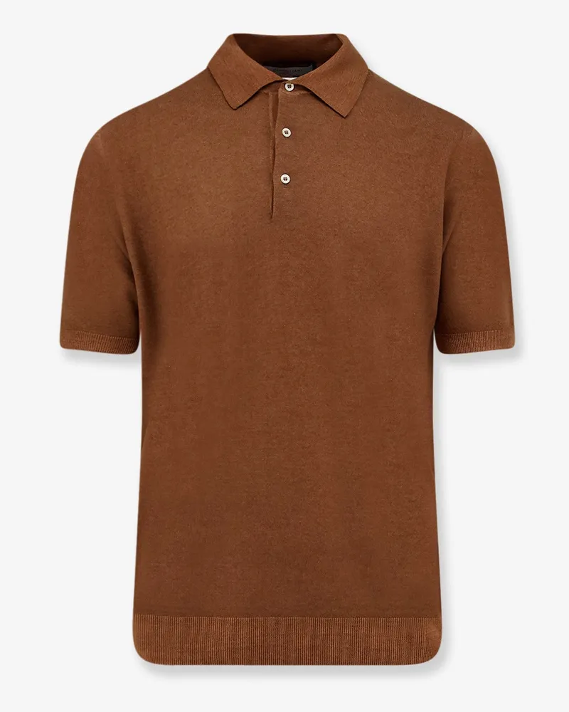 Corneliani Virgin wool polo shirt -  - gender_Man Brown